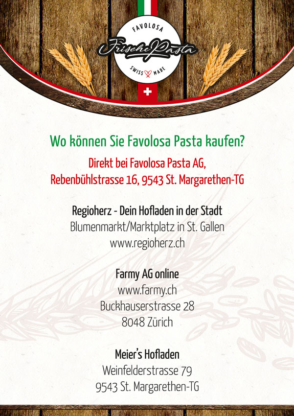 Favolosa Frische Pasta Verkaufsorte